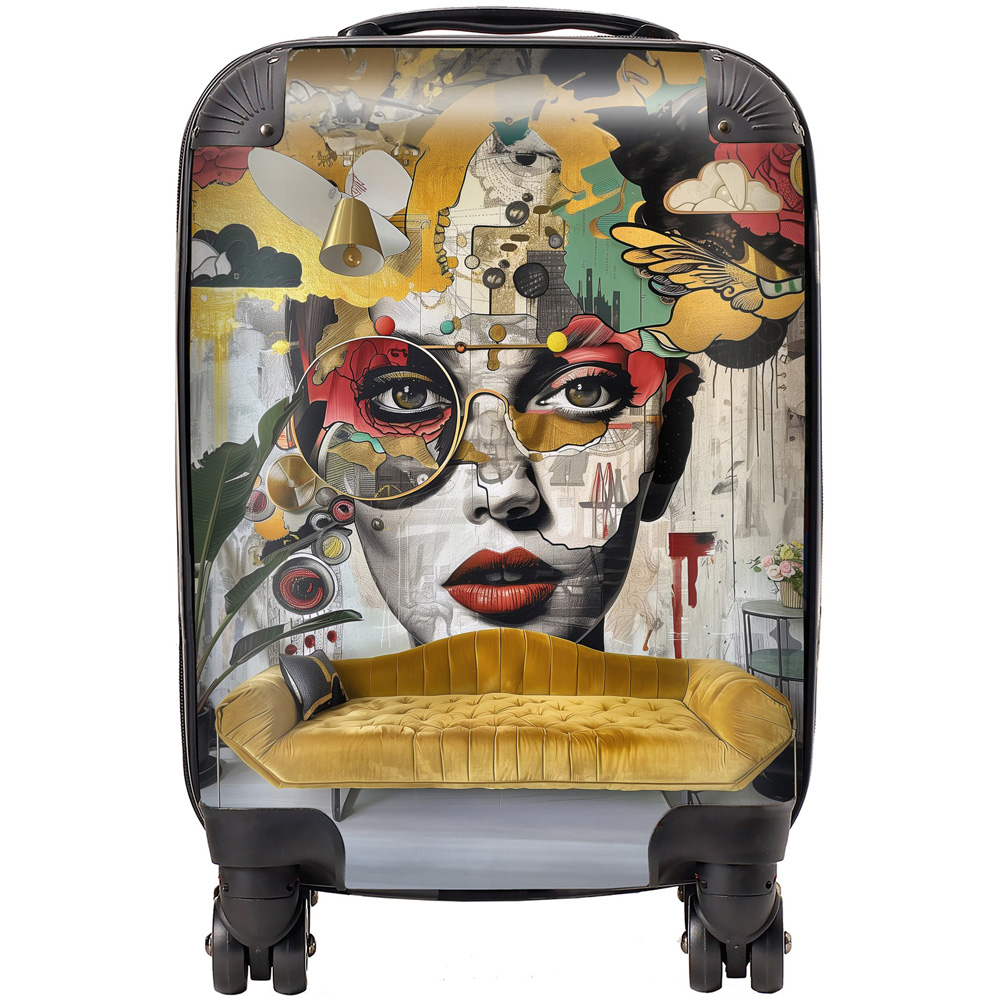 Warren Reed Designer Mini Cabin Abstract Face Behind Sofa Suitcase Image 1