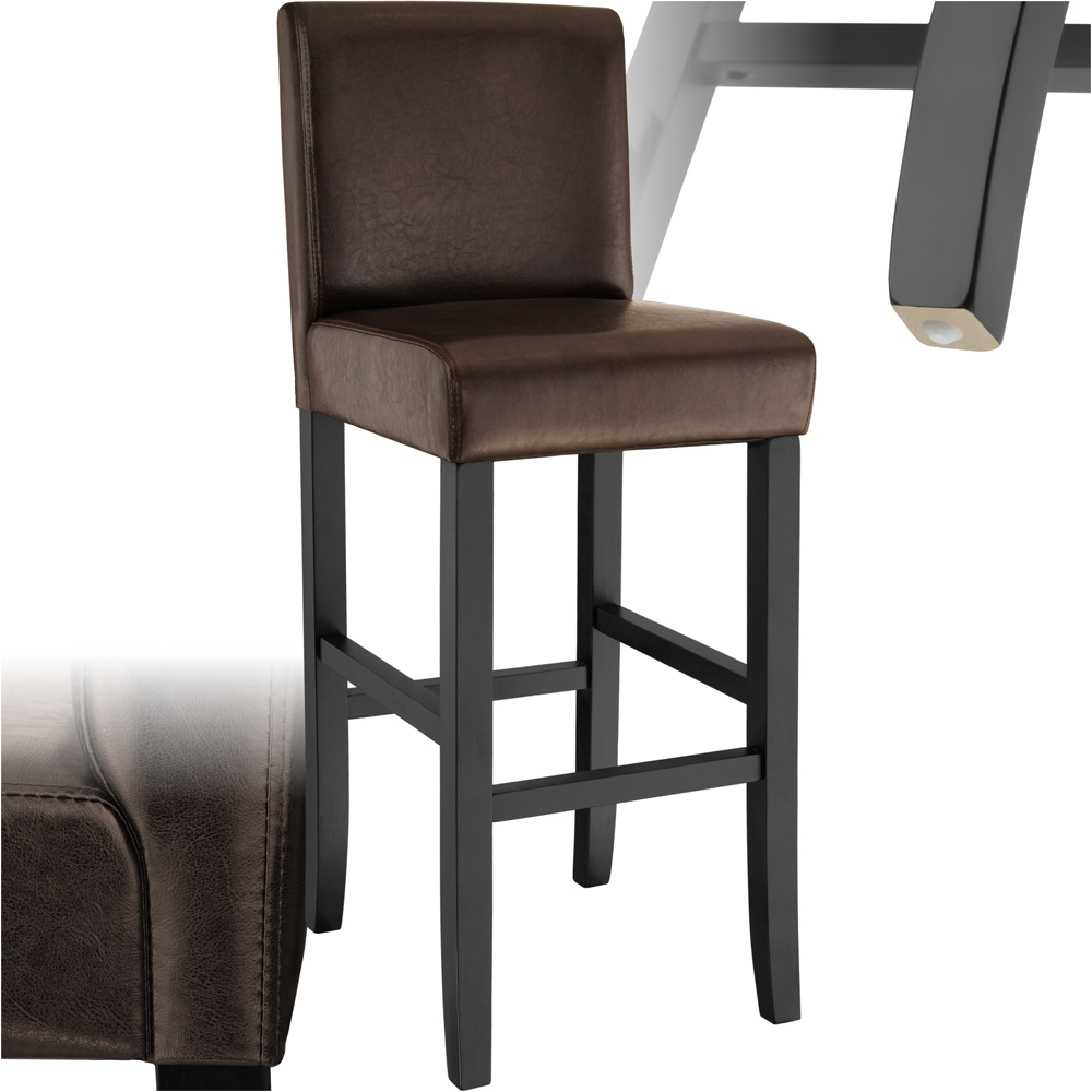 Tectake Brown Leather Padded Bar Stool Image 2