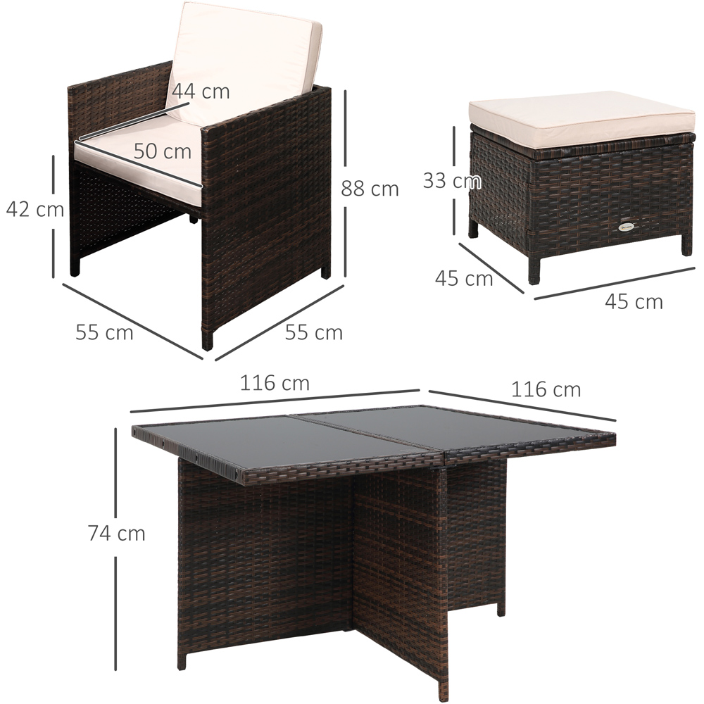 Outsunny Rattan 8 Seater Garden Dining Set Brown Image 7