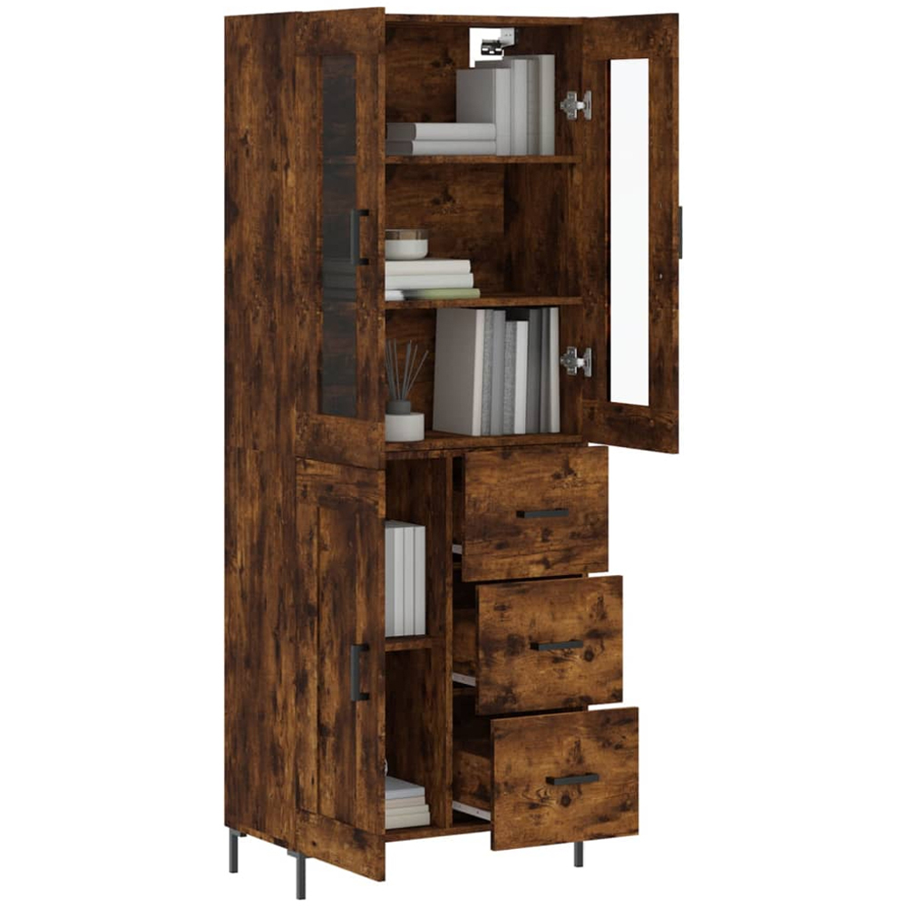 vidaXL 3 Door 3 Drawer Smoked Oak Highboard Image 3