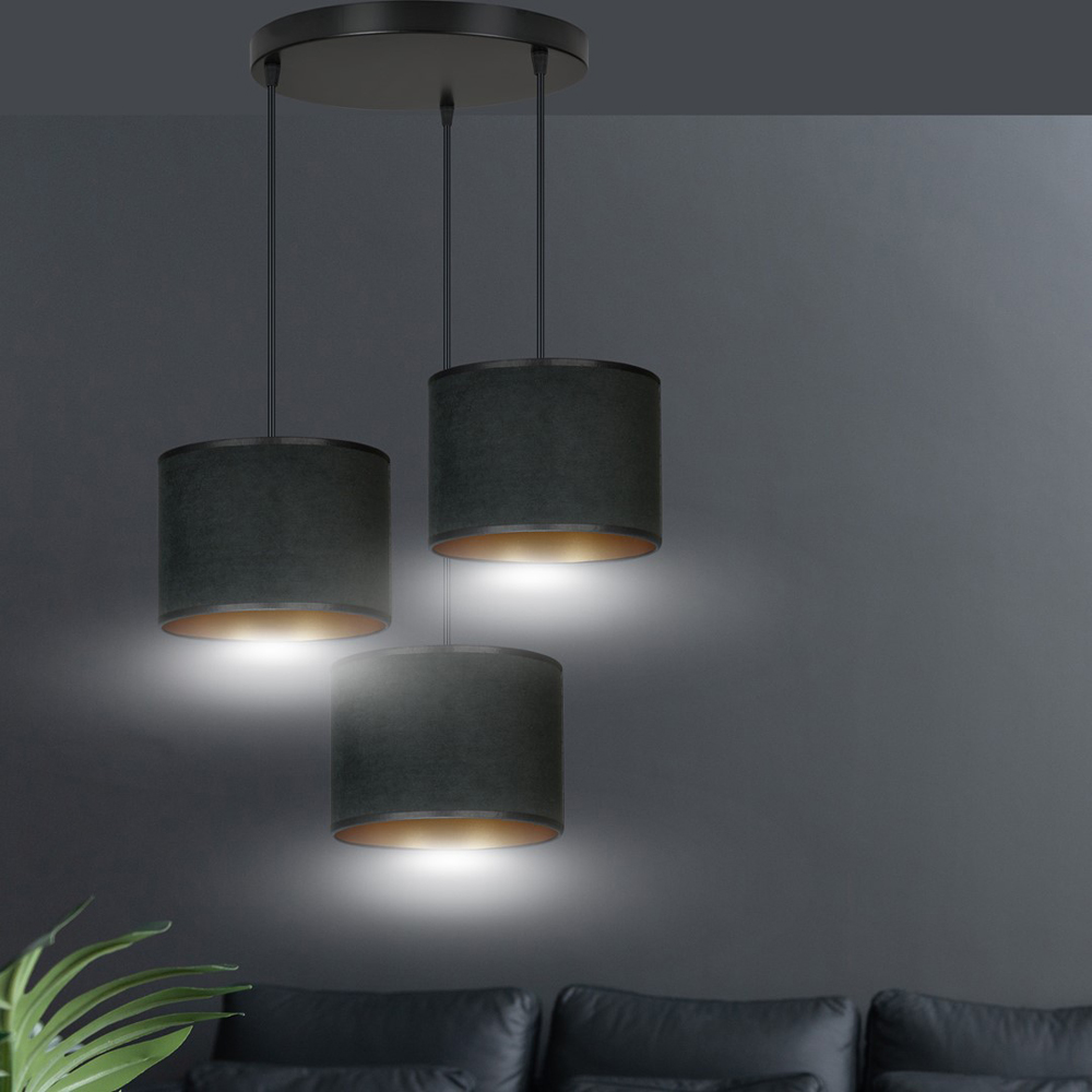 Emibig Hilde 3 Light Black E27 Ceiling Pendant Light Image 2
