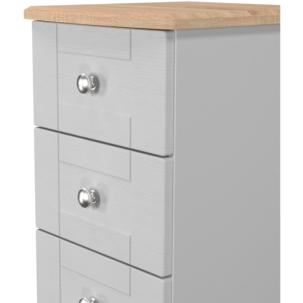 Crowndale Sussex 5 Drawer Grey Ash and Bardolino Oak Tall Bedside Cabinet Ready Assembled Image 5