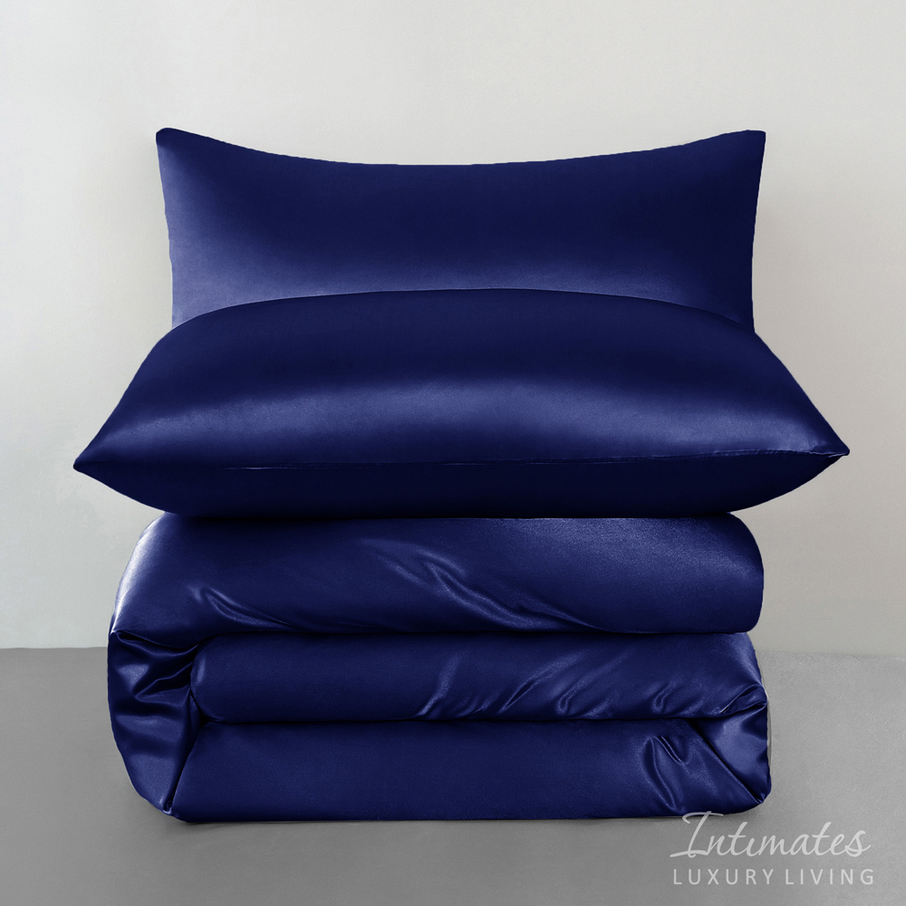 Intimates Double Navy Satin Bedding Set Image 3