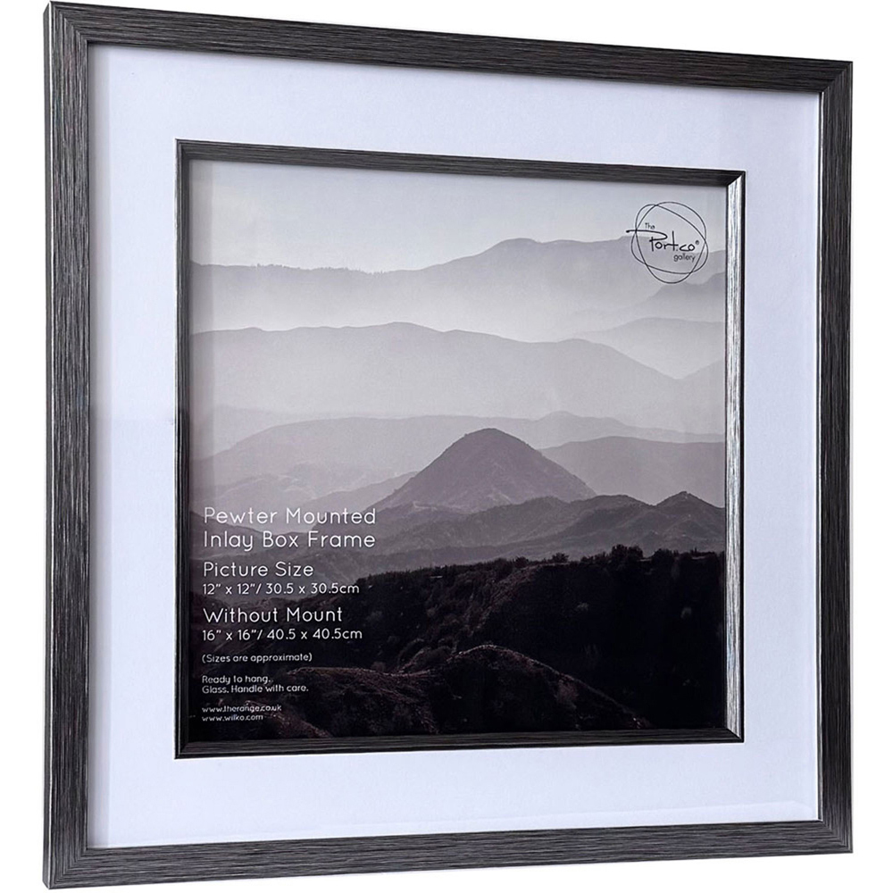Pewter Mounted Inlay Box Frame Pewter 12 x 12 inch Image 2