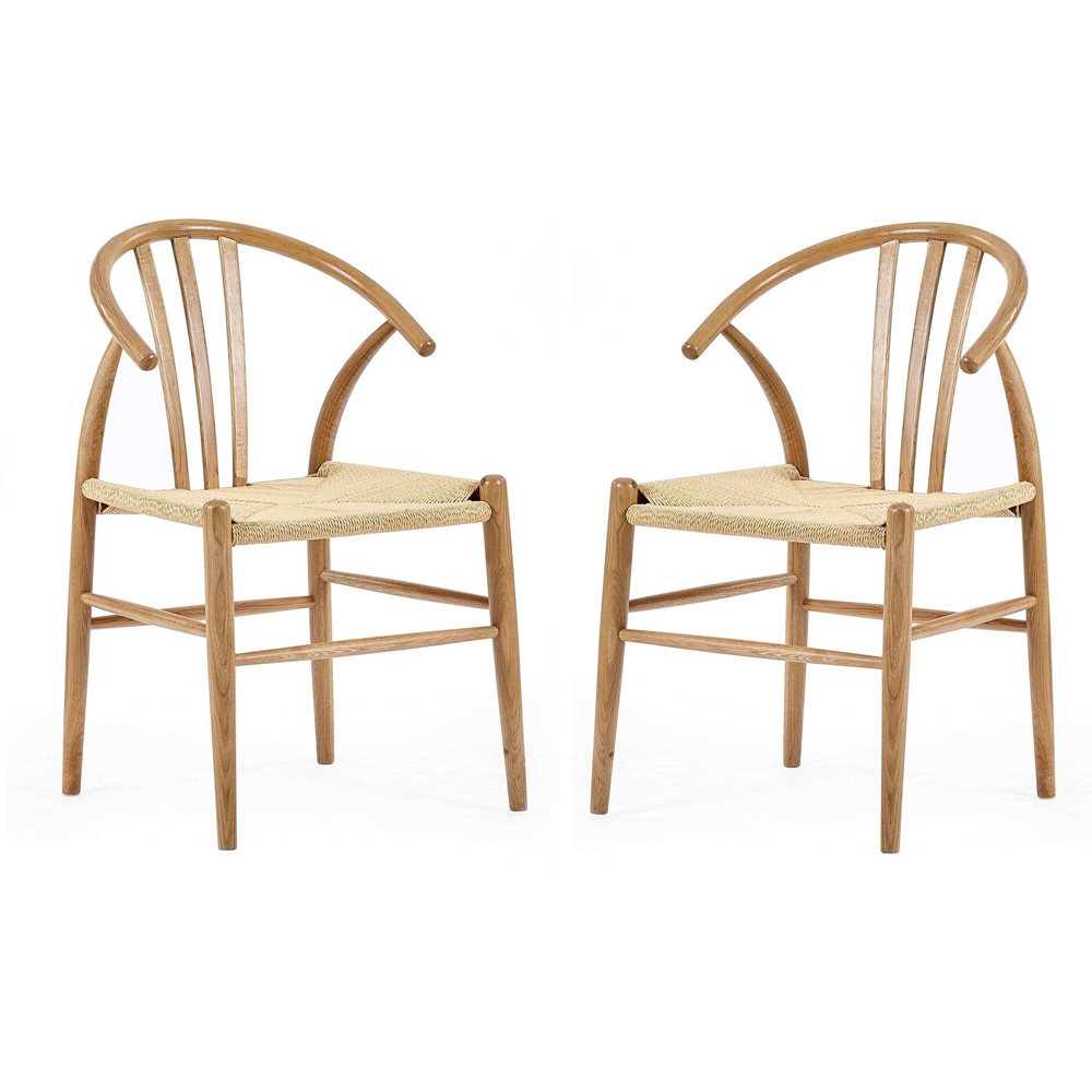 Julian Bowen Symi Set of 2 Natural Oak Dining Chair Image 2