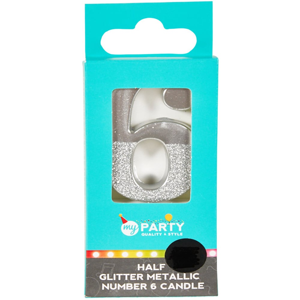 Half Glitter Metallic Candle - Silver / 6 Image 2