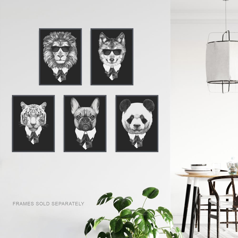 Artery8 Tuxedo Animals Print Wall Art 30 x 41cm 5 Pack Image 3