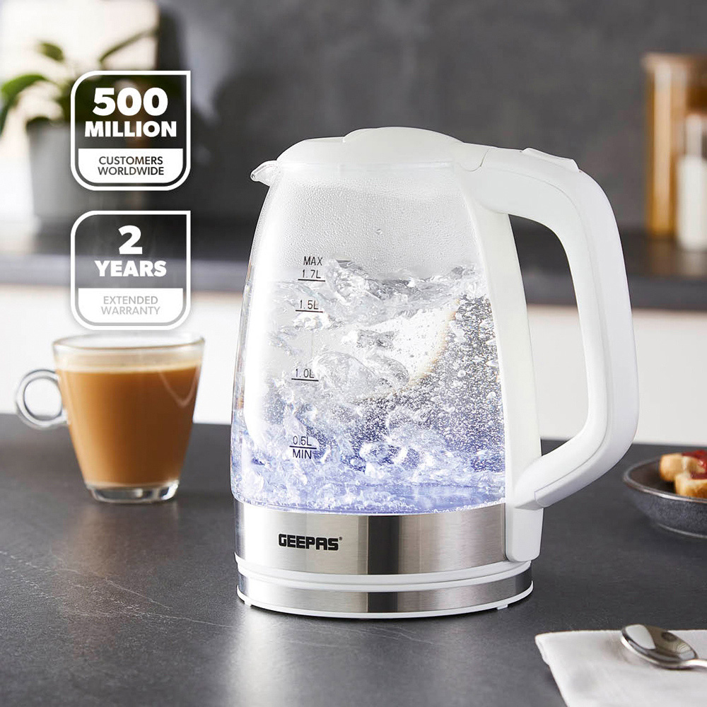 Geepas GK38058UK-WT 1.7L Cordless Illuminating Glass Kettle 2200W Image 2