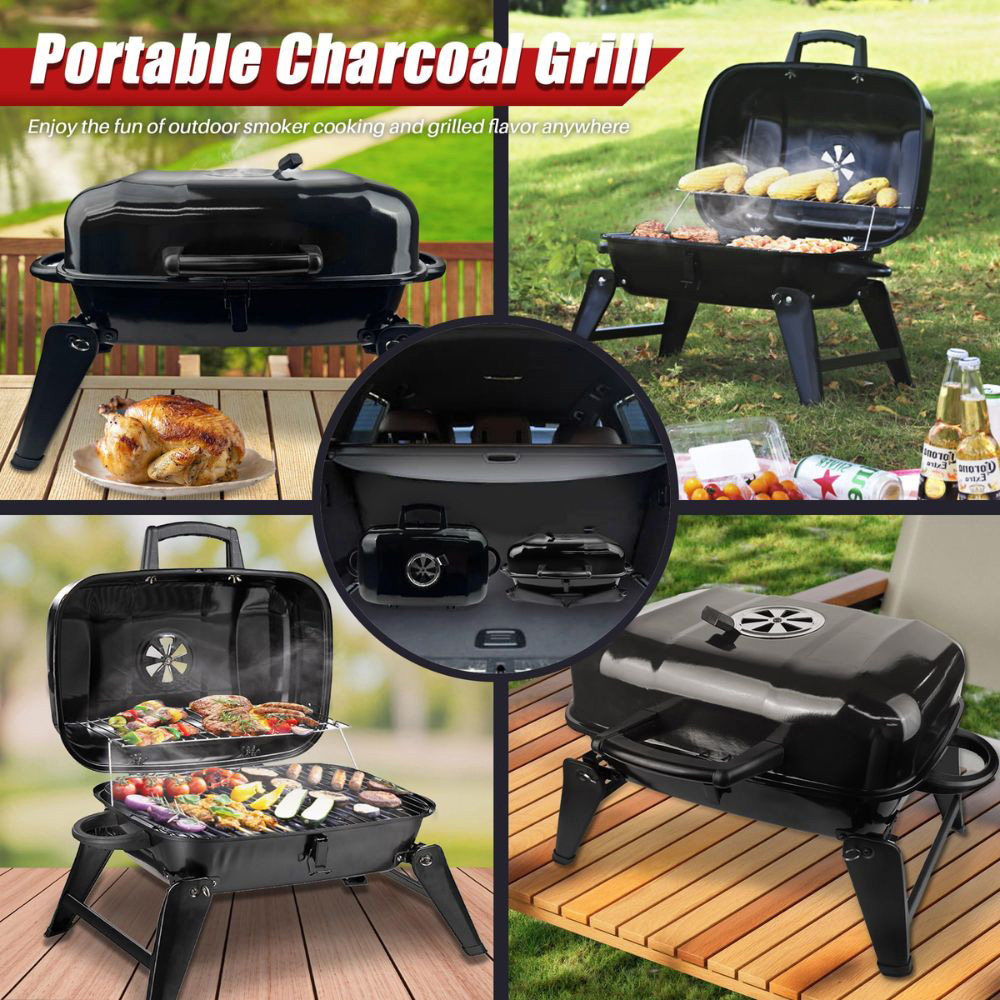 Alivio Black Portable Barbecue Charcoal Grill Image 3
