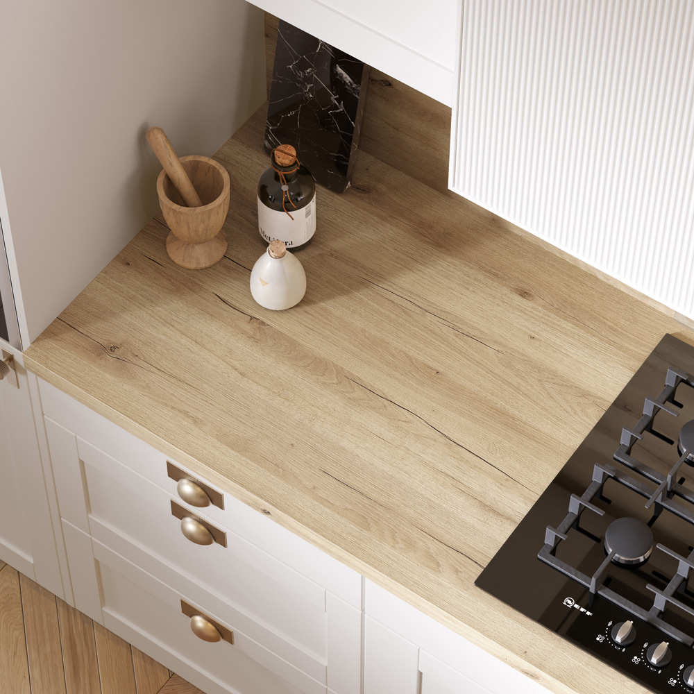Omega Modern Ashdown Oak Laminate Square Edge Breakfast Bar 4100 x 900 x 38mm Image 4