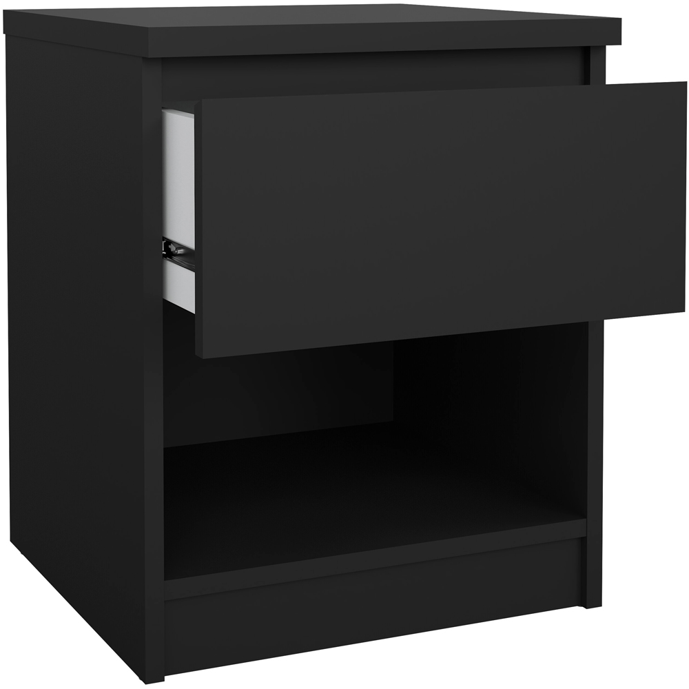 Florence Single Drawer Single Shelf Matt Black Bedside Table Image 4