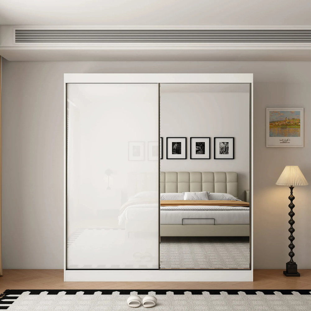 ARTESA Pacific 2 Door Gloss White Mirrored Sliding Wardrobe Image 3