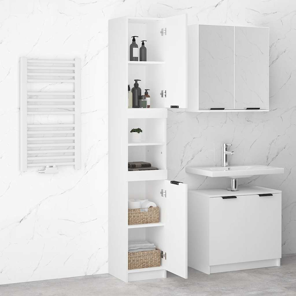 vidaXL 2 Door 2 Shelf White Wooden Bathroom Cabinet Image 7