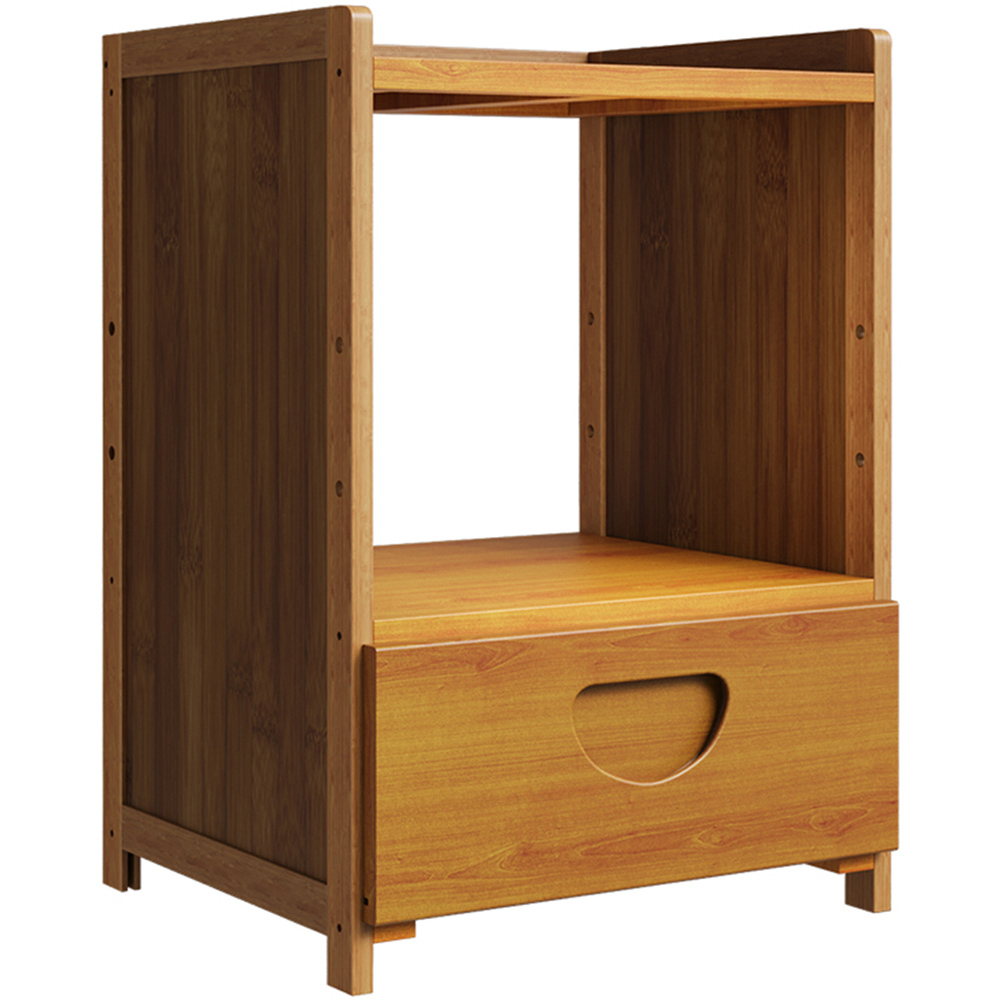 Living and Home Single Drawer Single Shelf Tea Colour Bedside Table Image 2