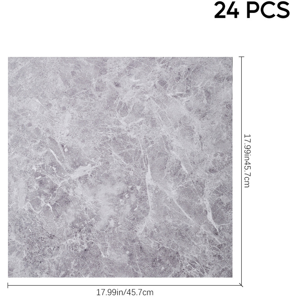 Living and Home Grey Spider Vein Marble Texture PVC Floor Tile 24 Pack Image 7