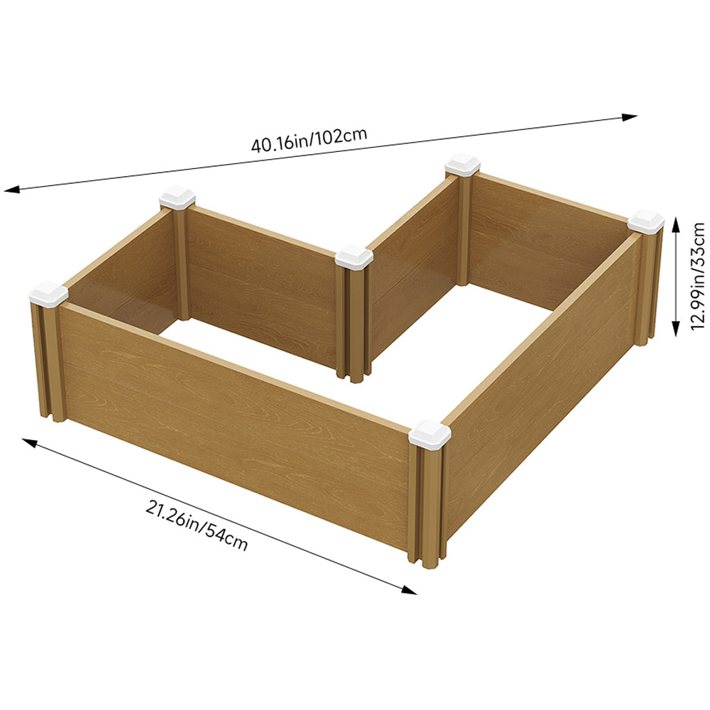 Living and Home Woodgrain Effect L-Shaped Plastic Raised Garden Bed 54 x 102cm Image 6