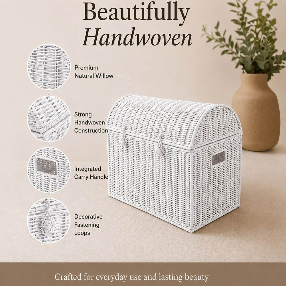 Home Republic White Rattan Woven Storage Chest Image 3