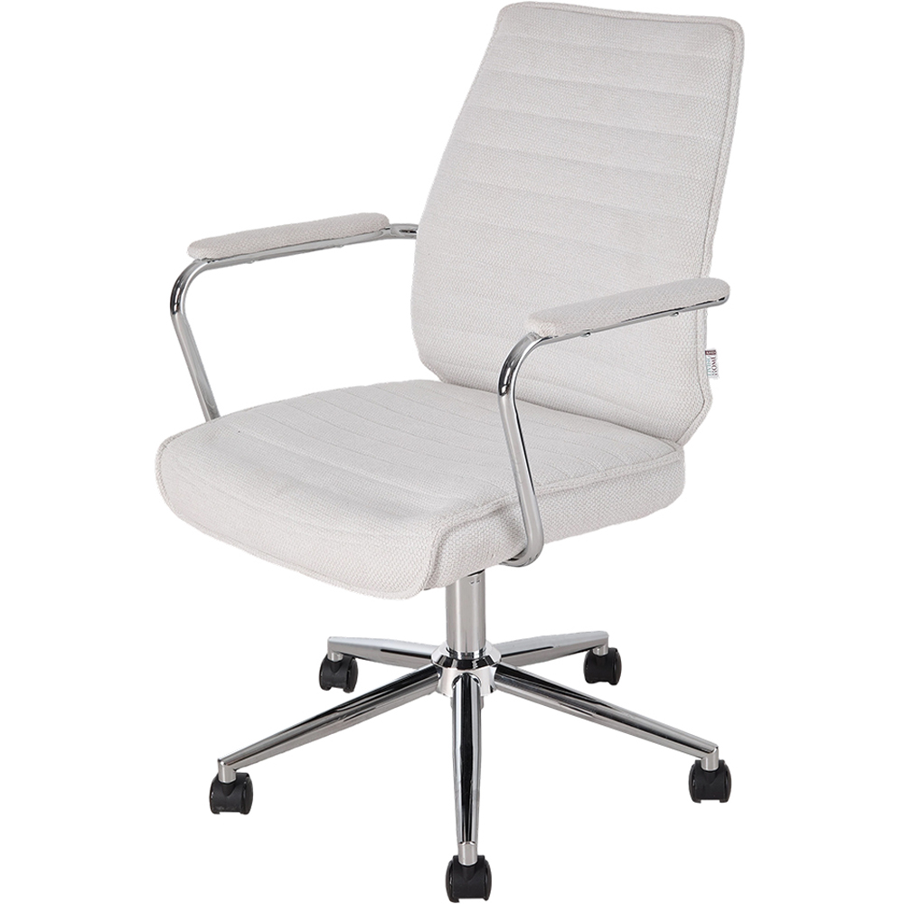 Living and Home White Chenille Swivel and Adjustable High Back Retro Office Chair Image 2