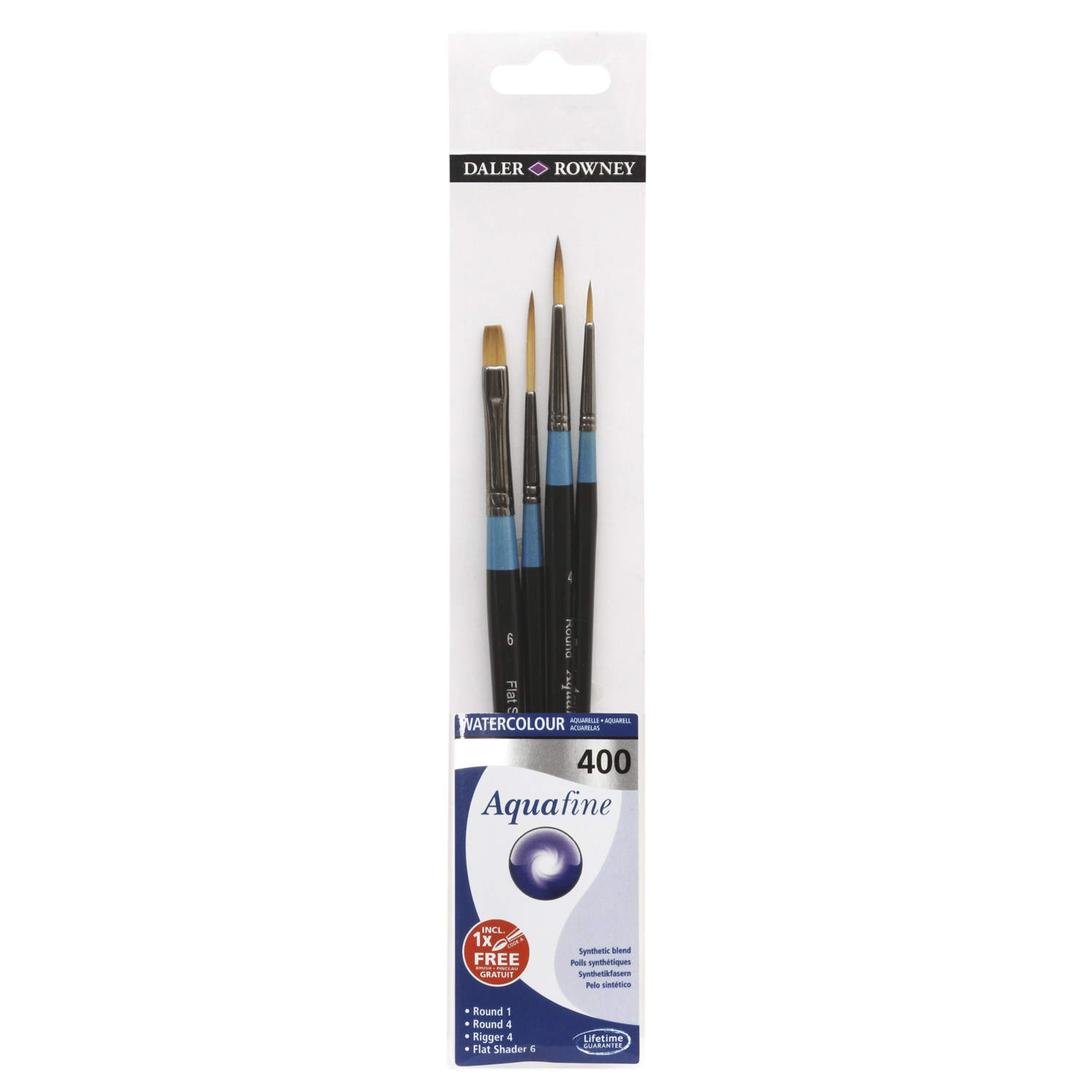 Pack of 4 Daler-Rowney Aquafine Short Handle 400 Brushes Image