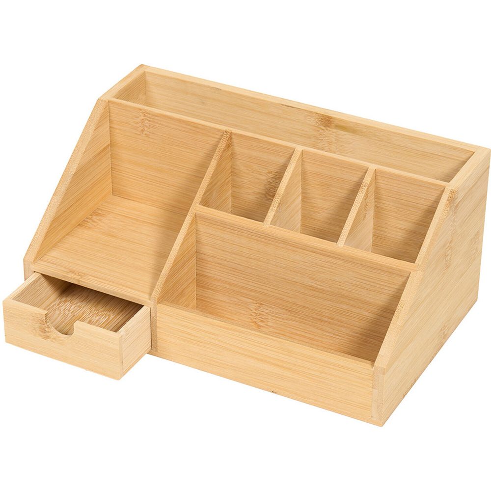 Bamboo Desk Tidy with Drawer Natural Image 5