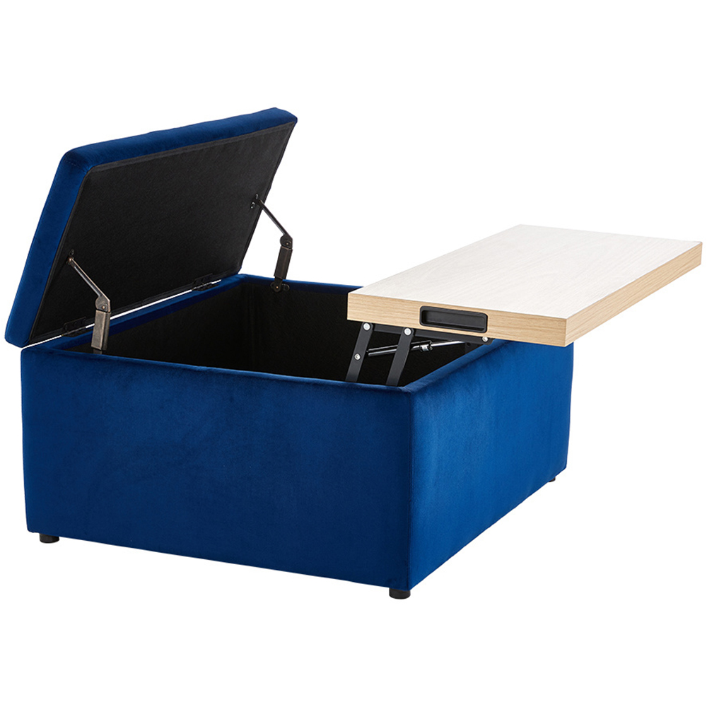 H&O Direct Velvet Upholstered Storage Ottoman Coffee Table Image 3