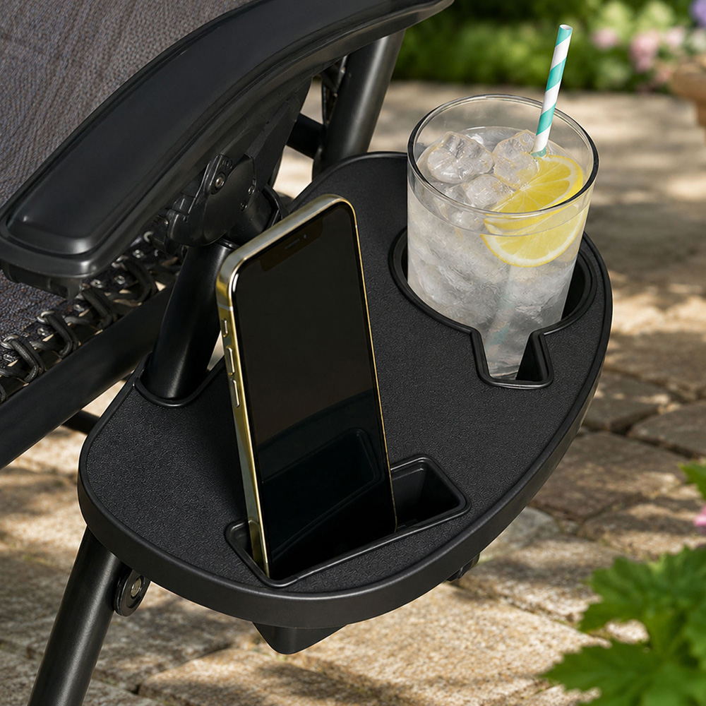 Neo Grey Zero Gravity Foldable Garden Recliner Sun Lounger Set of 2 Image 4