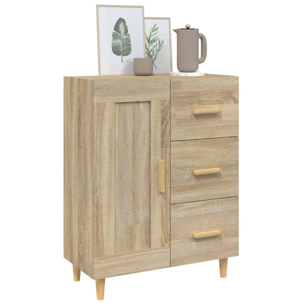 vidaXL Single Door 3 Drawer Sonoma Oak Sideboard Image 4