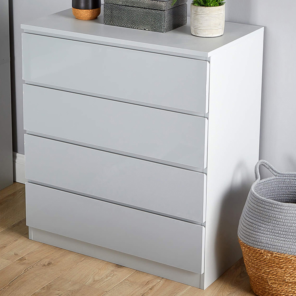 Home Source Lugano 4 Drawer Grey Chest of Drawers Image 1