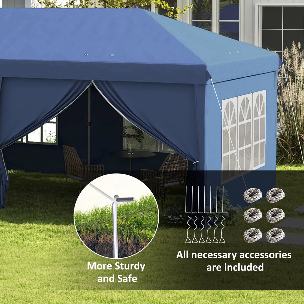 Outsunny 3 x 6m Blue Pop Up Gazebo with Storage Bag Image 6