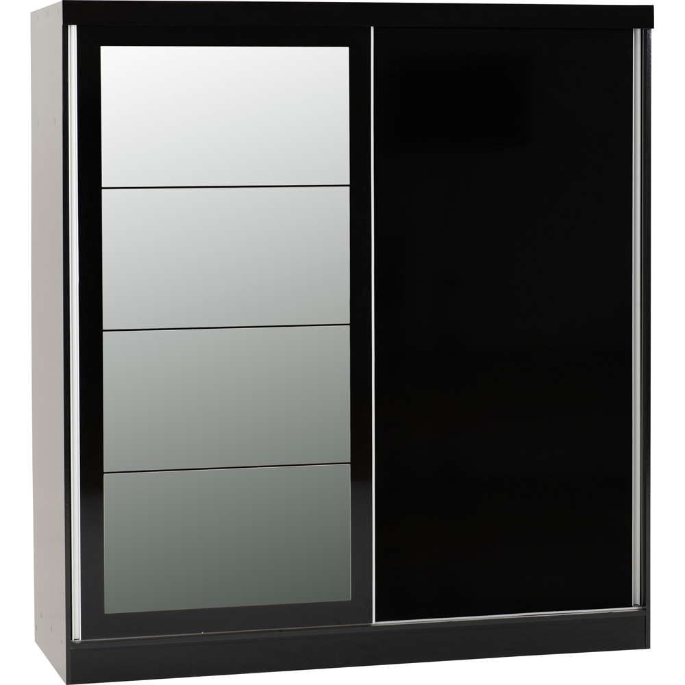 Seconique Nevada 2 Door Black Slider Mirror Wardrobe Image 3
