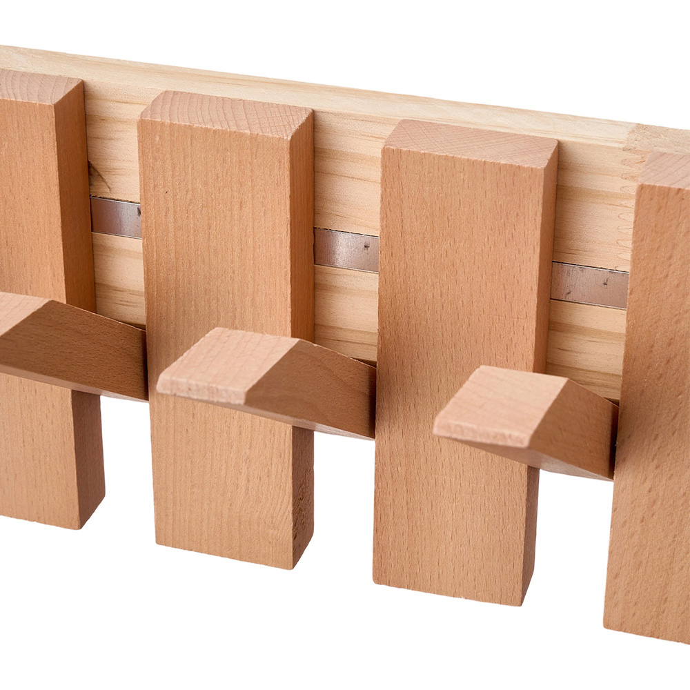 Living and Home Natural Wall-Mounted Coat Rack with 8 Flip-Down Hooks Image 4