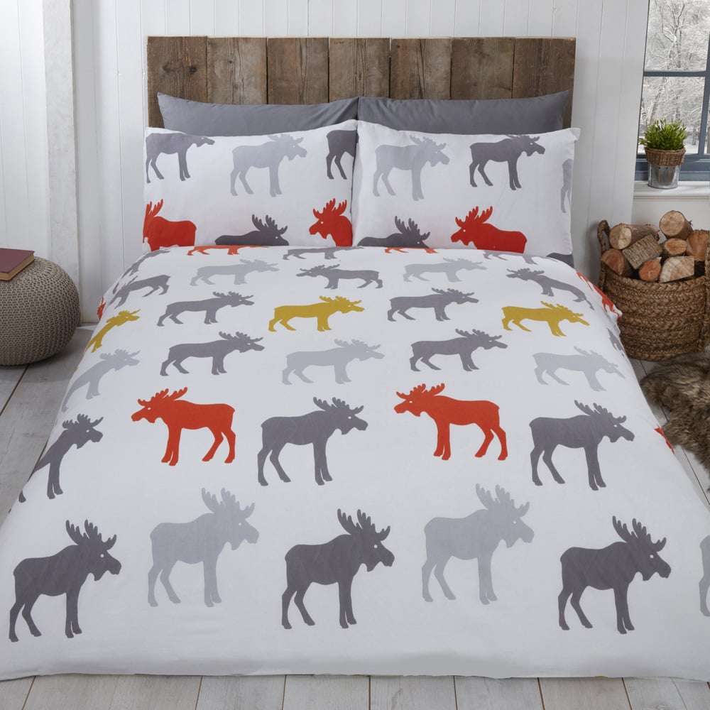 Rapport Home Moose Super King Ochre Brushed Cotton Duvet Set Image 1