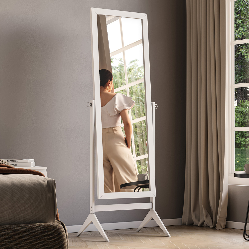 Vida Designs Nishano White Rectangle Cheval Mirror Image 2