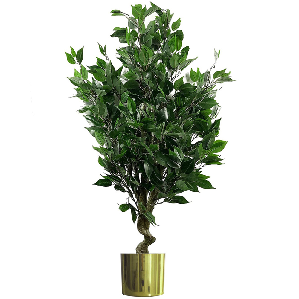 Leaf Realistic Ficus Artificial Plant in Gold Planter 110cm Image 1