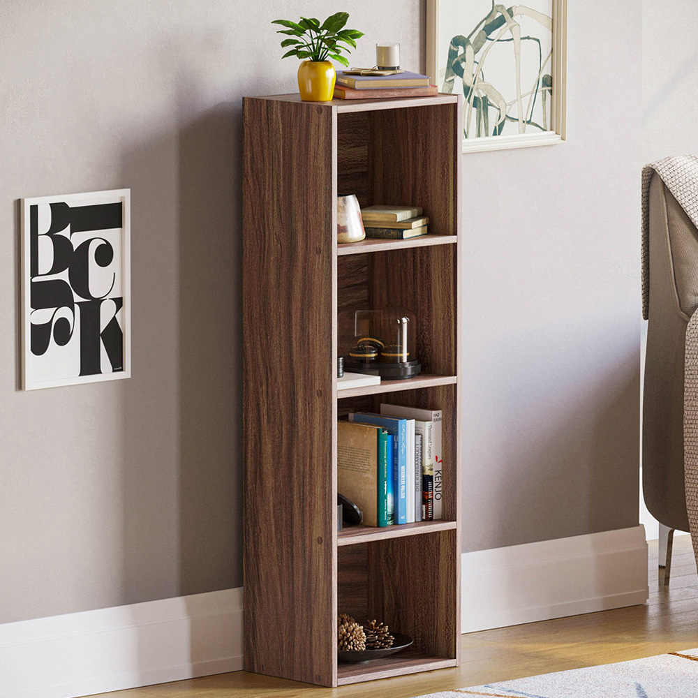 Vida Designs Oxford 4 Shelf Cube Walnut Bookcase Image 1