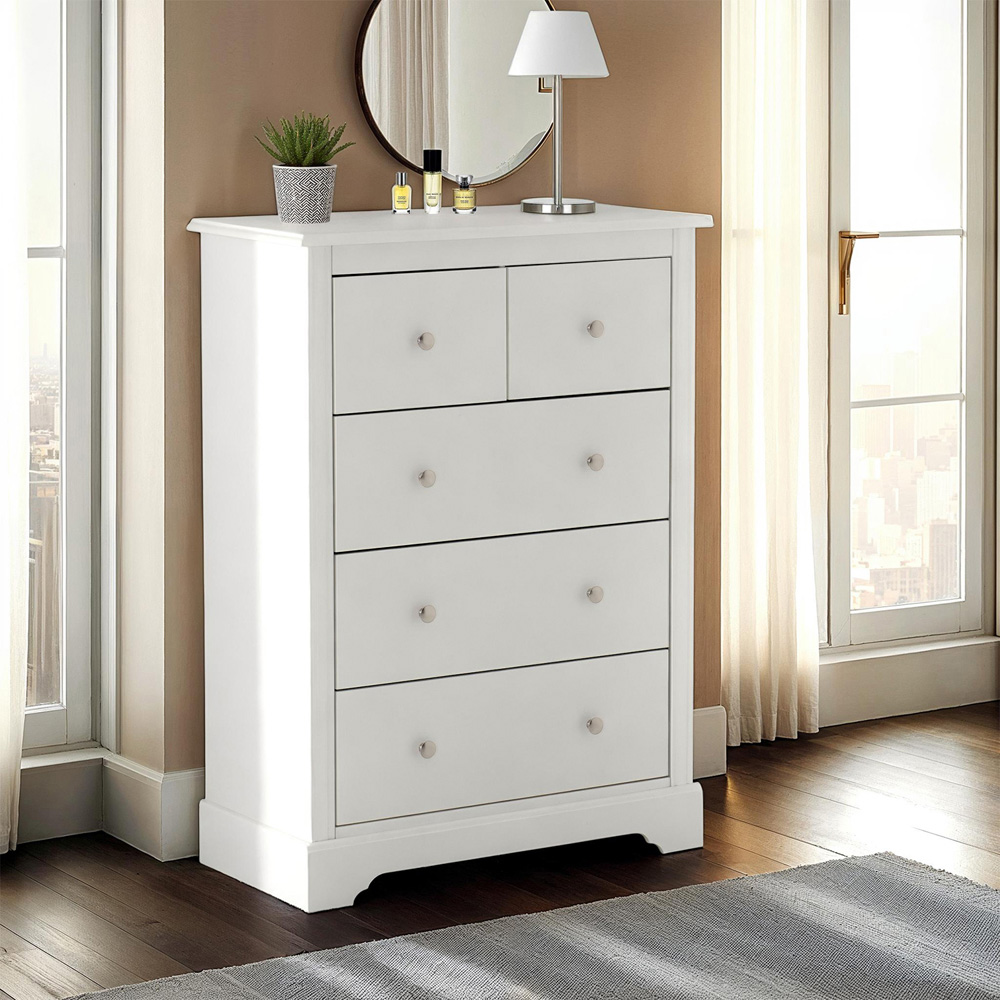 Seconique Stratford 5 Drawer White Storage Chest Image 8