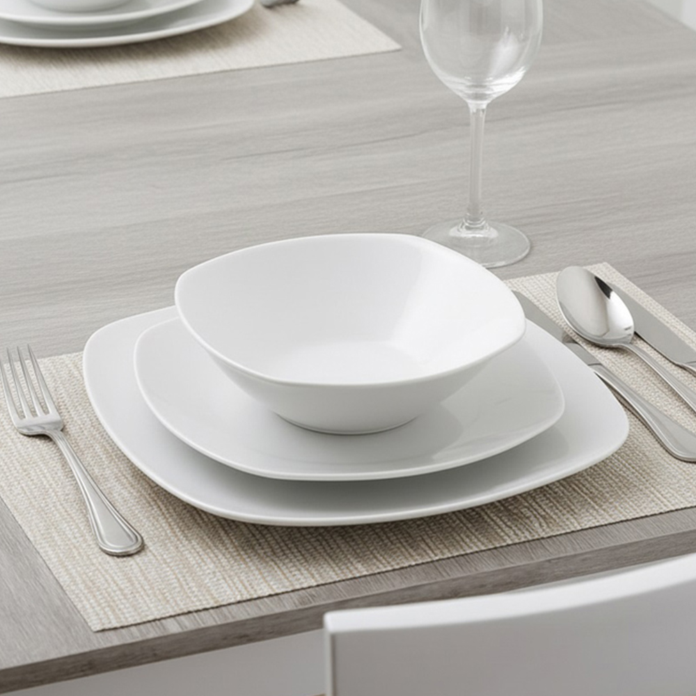 Waterside Everyday Square White 12 Piece Dinner Set Image 2
