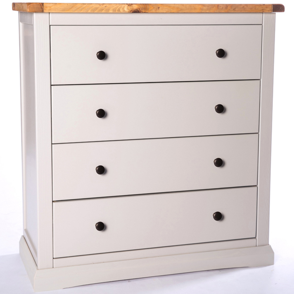 Loreo 4 Drawer Light Grey Chest of Drawers with Brass Knobs Image 3