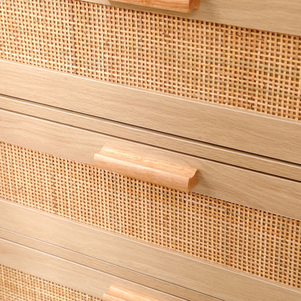 FurnitureHMD 3 Drawer Natural Rattan Woven Front Wooden Chest of Drawers Image 5