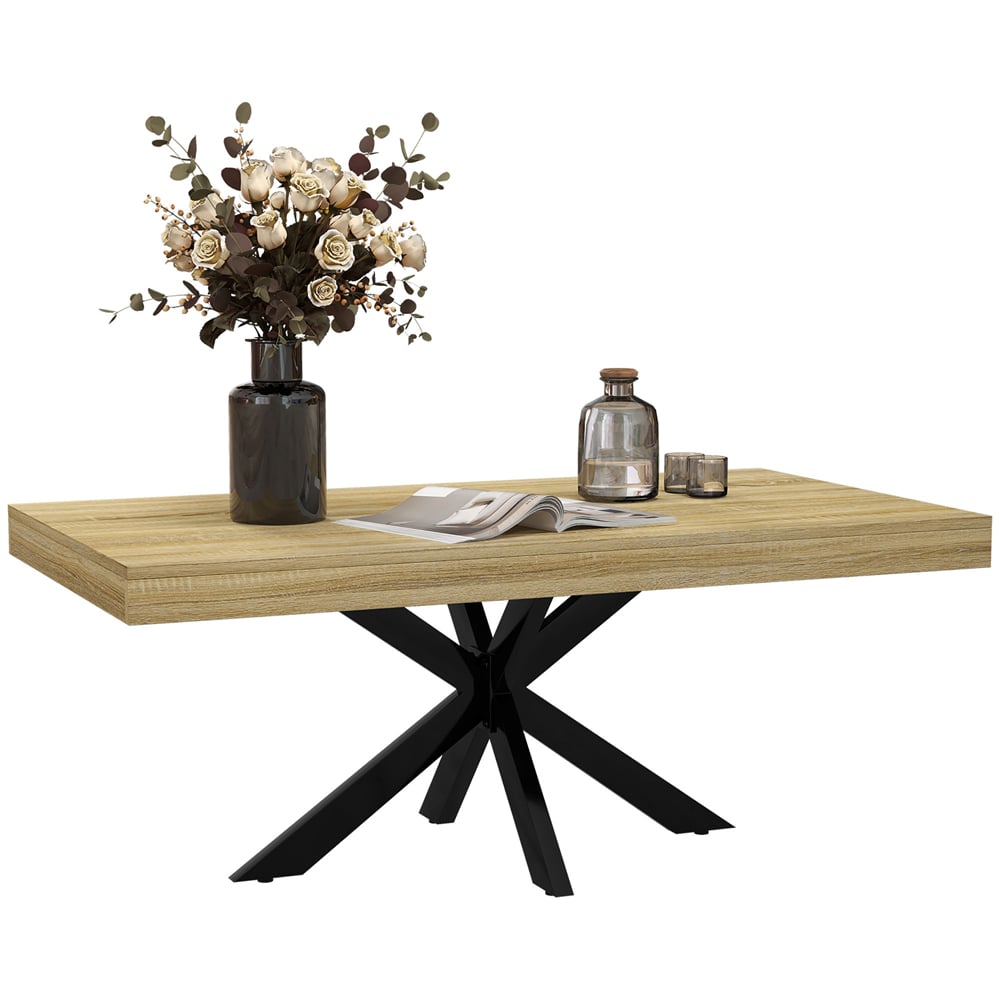 HOMCOM Industrial Natural Coffee Table with Steel Frame Image 2
