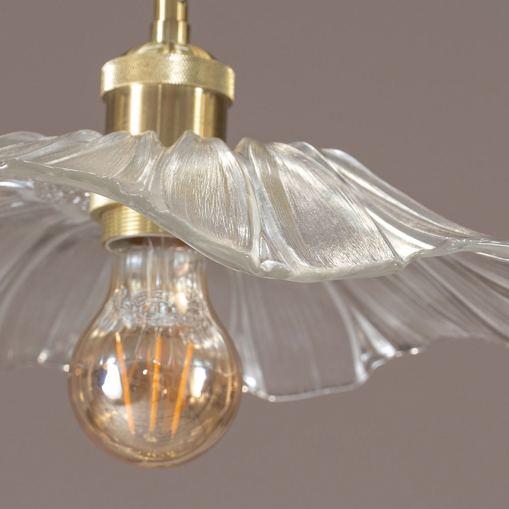 ValueLights Cassia Gold Clear Glass Flower LED Pendant Light Image 4