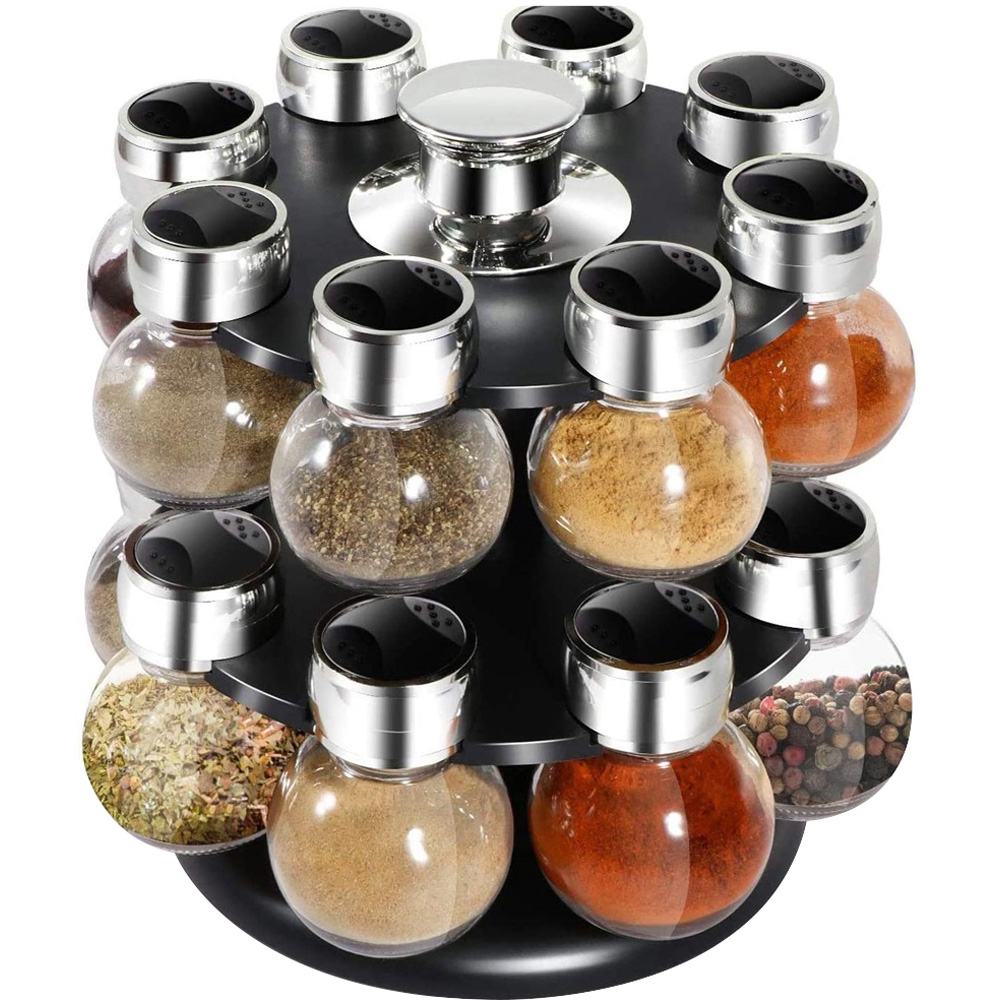 Highlands Homeware 2 Tier Rotating Spice Rack with 16 Jars Image 1