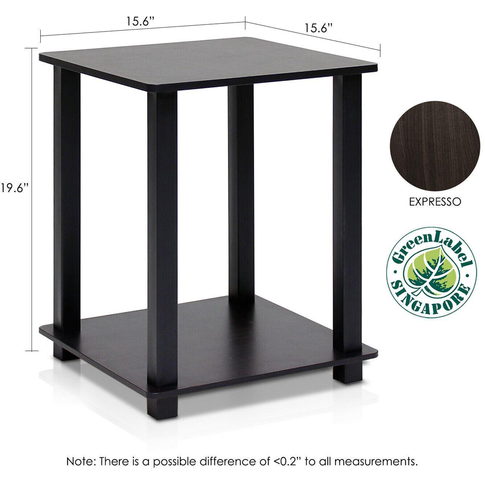 Walplus Simplistic Espresso and Black End Table Set of 2 Image 4