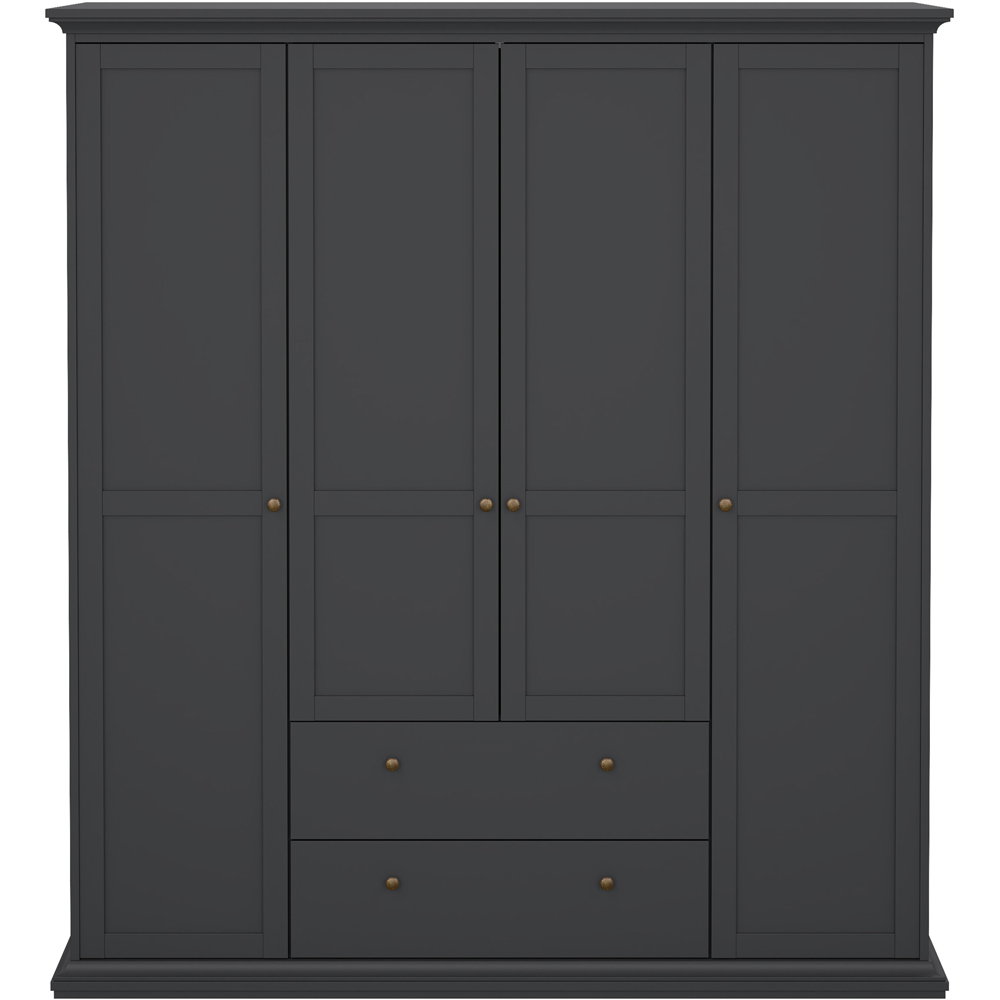 Florence Paris 4 Door 2 Drawer Matt Grey Wardrobe Image 3
