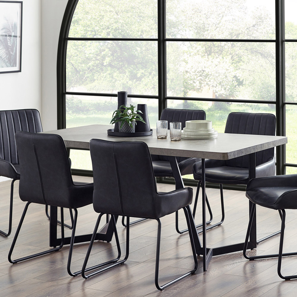 Julian Bowen Miller 6 Seater Concrete Dining Table Image 8