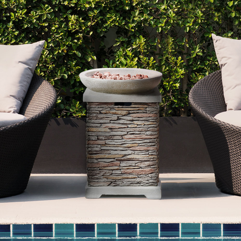 Teamson Home Stone Finish Square Propane Gas Fire Pit Image 2