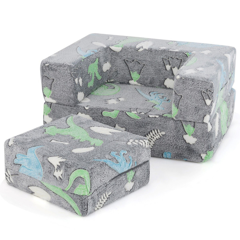 Costway Grey Toddler Play Couch with Machine Washable Cover Image 2