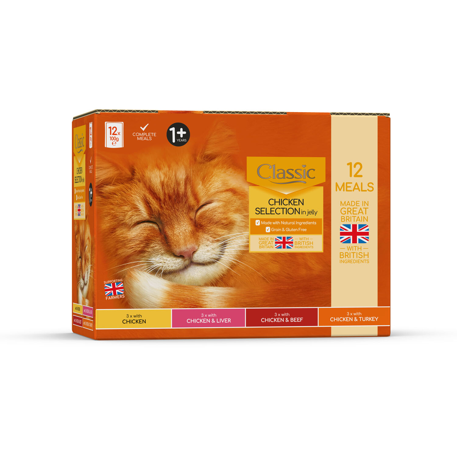 Classic Chicken Selection in Jelly Adult Cat Food Pouches 12 x 100g Image 1