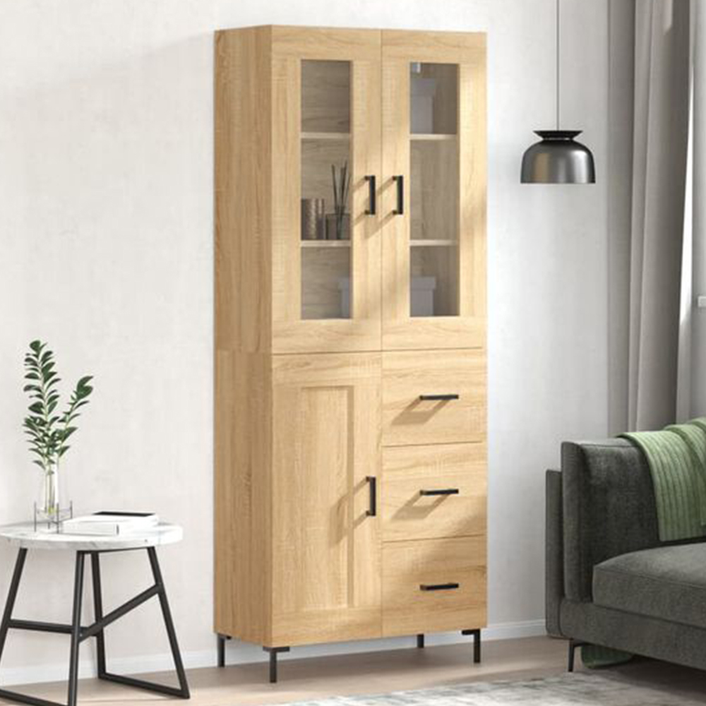 vidaXL 3 Door 3 Drawer Sonoma Oak Highboard Image 1