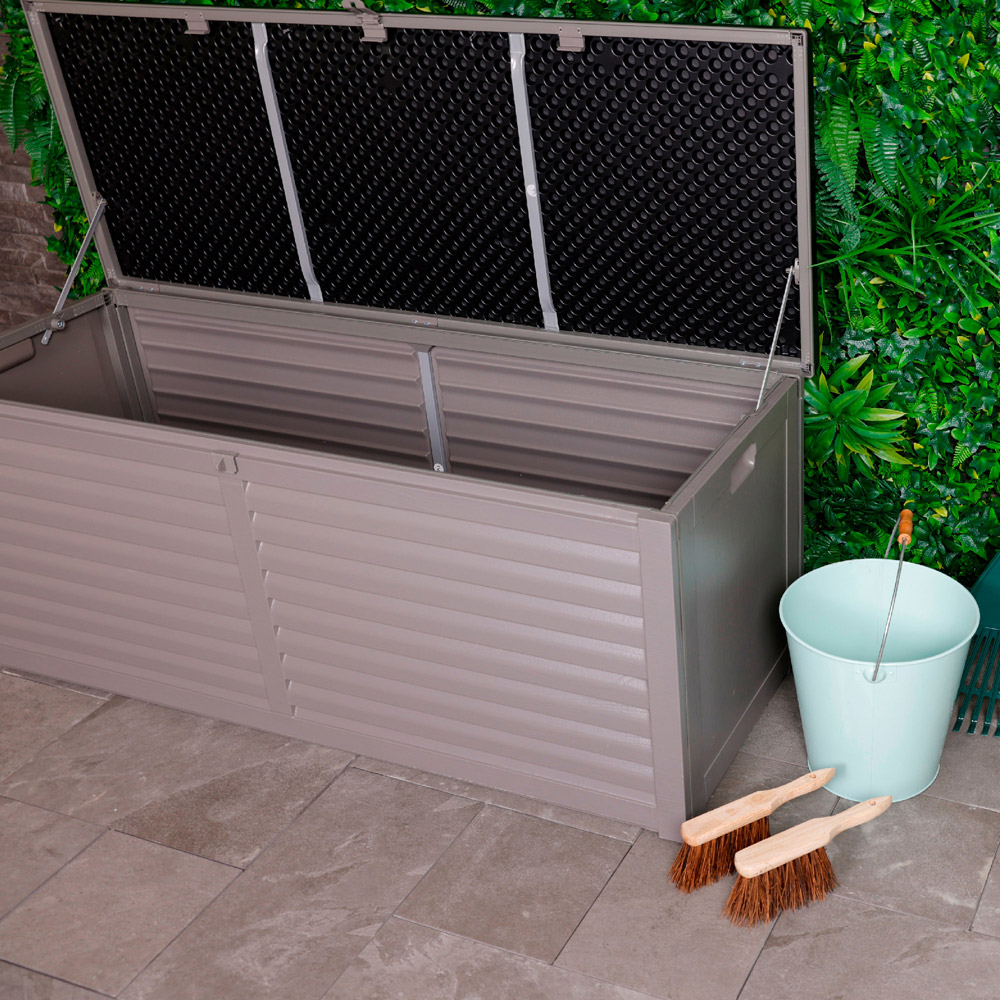 Charles Bentley 390L Grey and Black Large Outdoor Plastic Storage Box Image 7